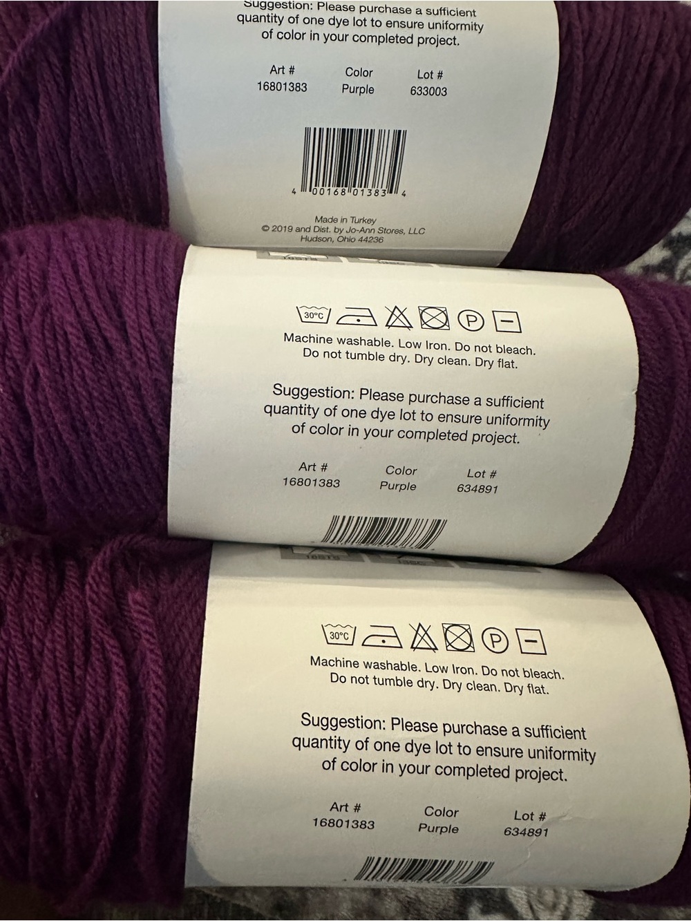 Big Twist Value Worsted Yarn Purple Color - 3 Skeins, Two Samw Dye Lot - Picture 4 of 5